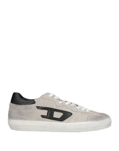 Diesel Man Sneakers Light Grey Size 10 Cow Leather, Textile Fibers