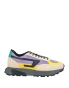 Diesel Man Sneakers Mauve Size 10 Calfskin, Polyester In Purple