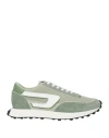 Diesel Man Sneakers Sage Green Size 7.5 Bovine Leather, Polyester In Beige
