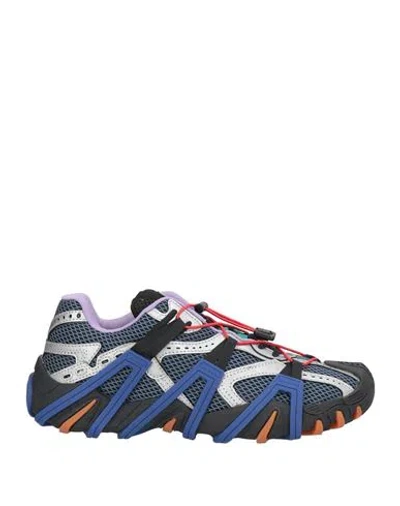 Diesel Man Sneakers Slate Blue Size 10 Polyester, Polyurethane In Multi
