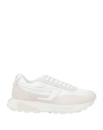 Diesel Man Sneakers White Size 10 Calfskin, Polyester