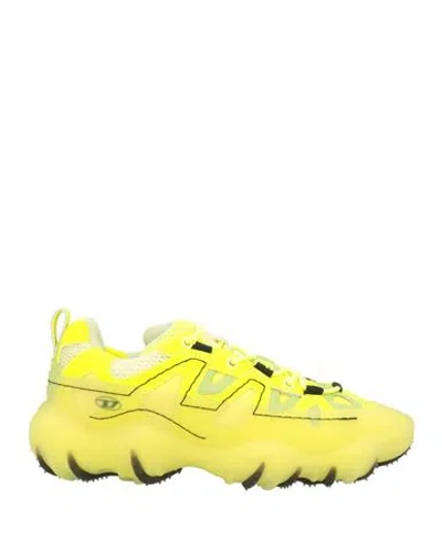 Diesel Man Sneakers Yellow Size 8.5 Polyester, Polyurethane