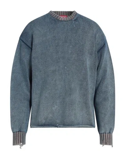 Diesel Man Sweater Blue Size Xxl Cotton