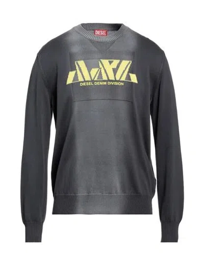 Diesel Man Sweater Lead Size Xxl Cotton, Polyester In Gray