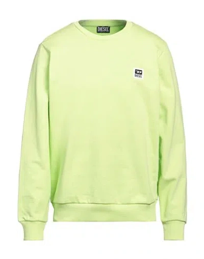 Diesel Man Sweatshirt Acid Green Size Xl Cotton, Polyester, Elastane