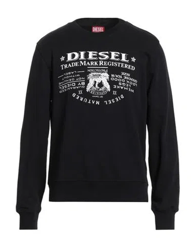 Diesel Man Sweatshirt Black Size Xxl Cotton, Elastane