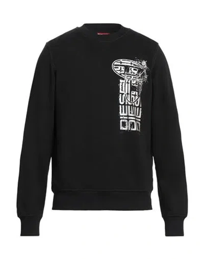 Diesel Man Sweatshirt Black Size L Cotton, Polyester, Elastane