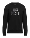 Diesel Crew Neck Brushed Cotton Sweatshirt With Ton Sur Ton Logo In Black