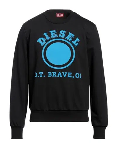 Diesel Man Sweatshirt Black Size Xxl Cotton, Polyester, Elastane