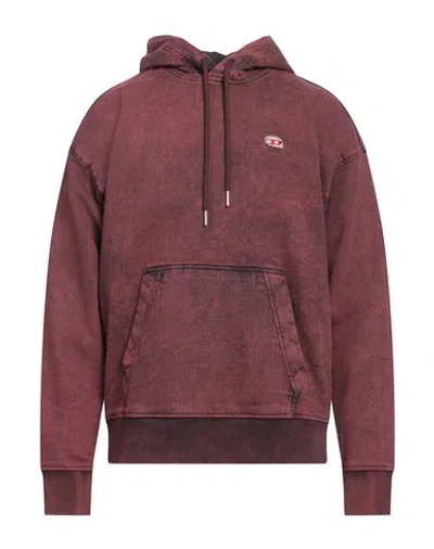 Diesel D-um-rib-ne Felpa Hoodie Sweatshirt With Embroiedered Logo In Red