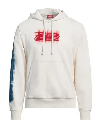 Diesel Man Sweatshirt Ivory Size L Cotton, Polyester, Viscose, Elastane In White