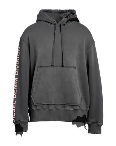 Diesel Man Sweatshirt Lead Size Xxl Cotton, Elastane In Grey