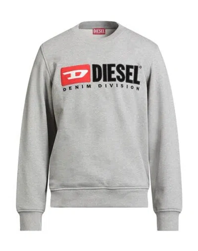 DIESEL DIESEL MAN SWEATSHIRT LIGHT GREY SIZE L COTTON, ELASTANE