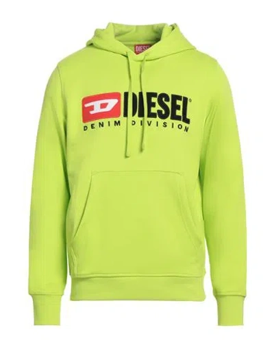 Diesel Man Sweatshirt Lime Green Size L Cotton, Elastane
