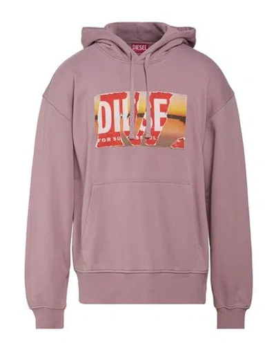 Diesel Man Sweatshirt Mauve Size M Cotton In Purple
