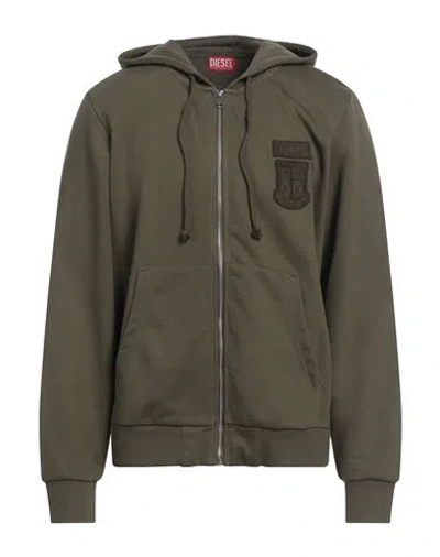 Diesel Man Sweatshirt Military Green Size M Cotton, Polyester, Elastane