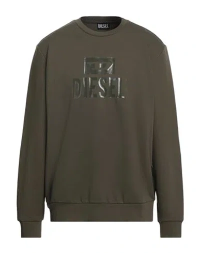 Diesel Man Sweatshirt Military Green Size S Cotton, Elastane