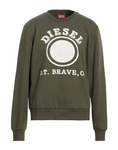 Diesel Man Sweatshirt Military Green Size Xl Cotton, Polyester, Elastane