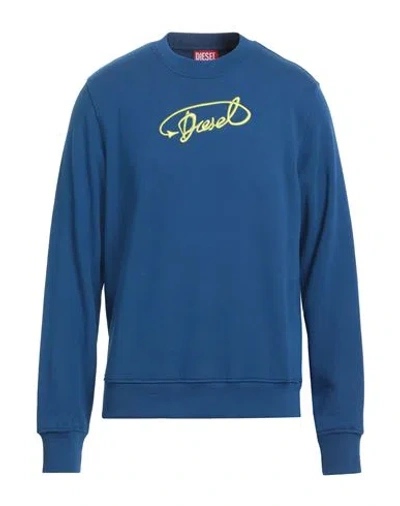 Diesel Man Sweatshirt Navy Blue Size 3xl Cotton, Elastane