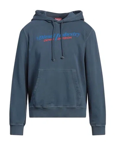 Diesel Man Sweatshirt Navy Size L Cotton In Blue