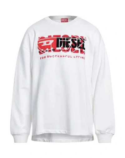 Diesel Man Sweatshirt White Size L Cotton, Elastane