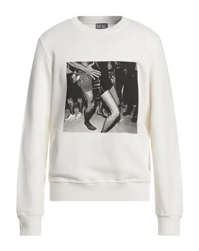 Diesel Man Sweatshirt White Size L Cotton, Elastane