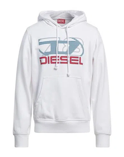 Diesel Red Tag Printed Cotton S-ginn-hood-k40 Hoodie In White