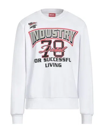 Diesel Man Sweatshirt White Size Xl Cotton, Polyester