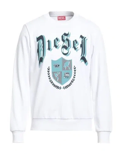 Diesel Man Sweatshirt White Size Xxl Cotton, Polyester, Elastane