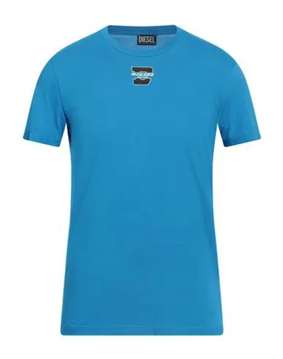 Diesel Man T-shirt Azure Size 3xl Cotton In Blue