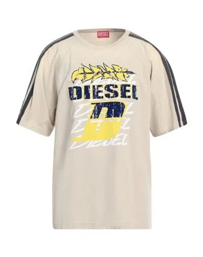 Diesel Man T-shirt Beige Size L Cotton In Sand