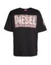 Diesel T-shirt With Large Gabardine Patch Logo In Black