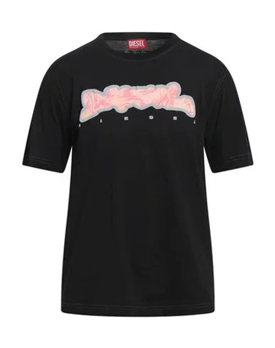 Diesel T-shirt With Zebra-camo Motif In Black