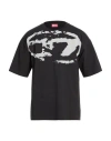 Diesel T-boxt-n14 T-shirt With Flocked Logo In Black
