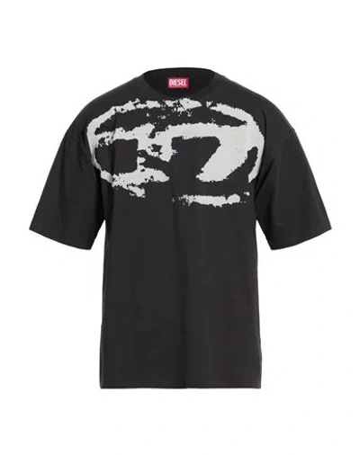 DIESEL DIESEL MAN T-SHIRT BLACK SIZE L COTTON, POLYAMIDE