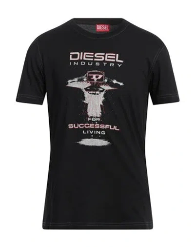 Diesel Man T-shirt Black Size M Cotton