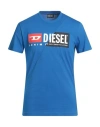 Diesel Man T-shirt Bright Blue Size L Cotton In Blue