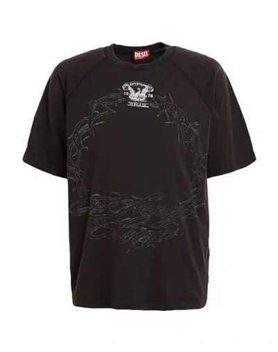 Diesel Man T-shirt Charcoal Size L Cotton In Gray