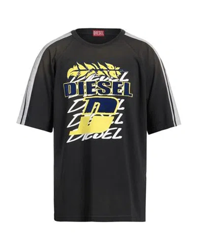 Diesel Man T-shirt Charcoal Size L Cotton In Gray