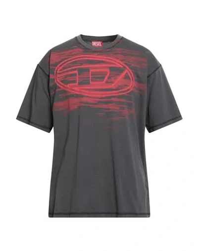 Diesel Cotton T-shirt With Oval D Print In Gray