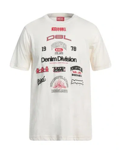 Diesel Man T-shirt Cream Size L Cotton In White