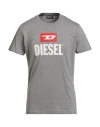 Diesel Man T-shirt Grey Size L Cotton In Gray