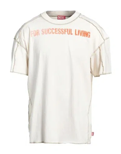 Diesel Man T-shirt Ivory Size L Cotton In White