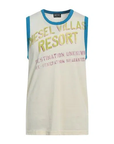 Diesel Man T-shirt Ivory Size L Cotton, Polyester In White