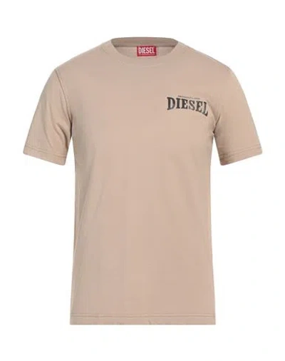 Diesel Man T-shirt Khaki Size Xs Cotton In Beige