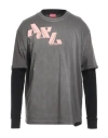 Diesel Double Layer T-wasy T-shirt With Distressed Effect In Grey