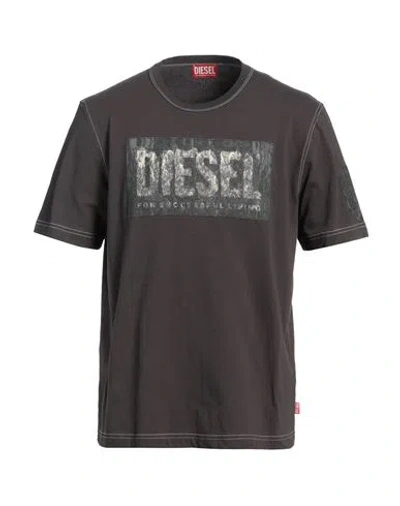 Diesel Man T-shirt Lead Size L Cotton In Gray