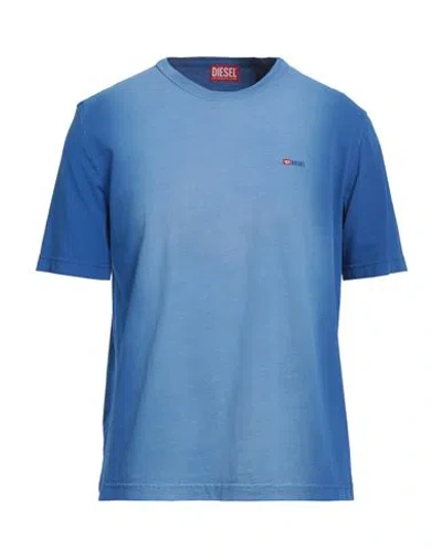 Diesel Man T-shirt Light Blue Size L Cotton