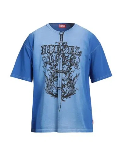Diesel Man T-shirt Light Blue Size L Cotton