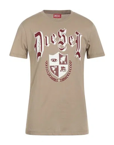 Diesel Man T-shirt Light Brown Size 3xl Cotton In Neutral